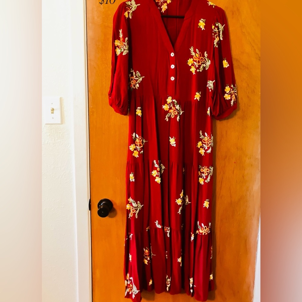 Floral Red Maxi Dress